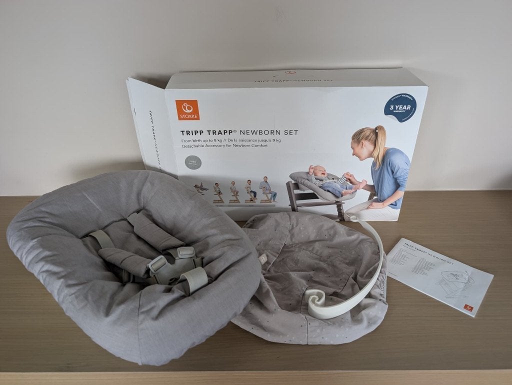Stokke Tripp Trapp Newborn set en hoes, Ophalen, Gebruikt, Meegroeistoel, Gordel(s)