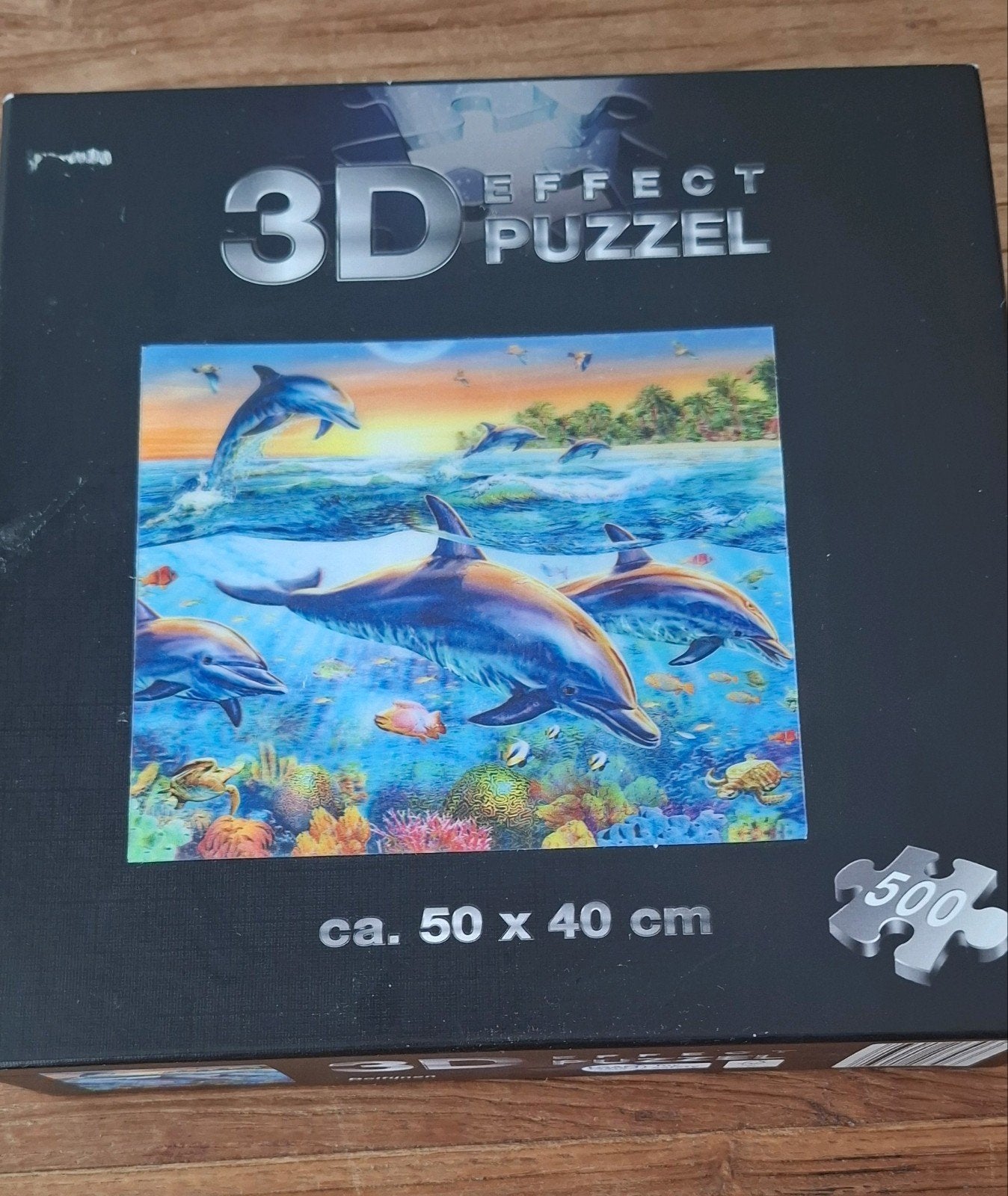 3D Effect Puzzel Dolfijnen 500 stukjes, Ophalen of Verzenden, 500 t/m 1500 stukjes, Zo goed als nieuw, Rubik's of 3D-puzzel