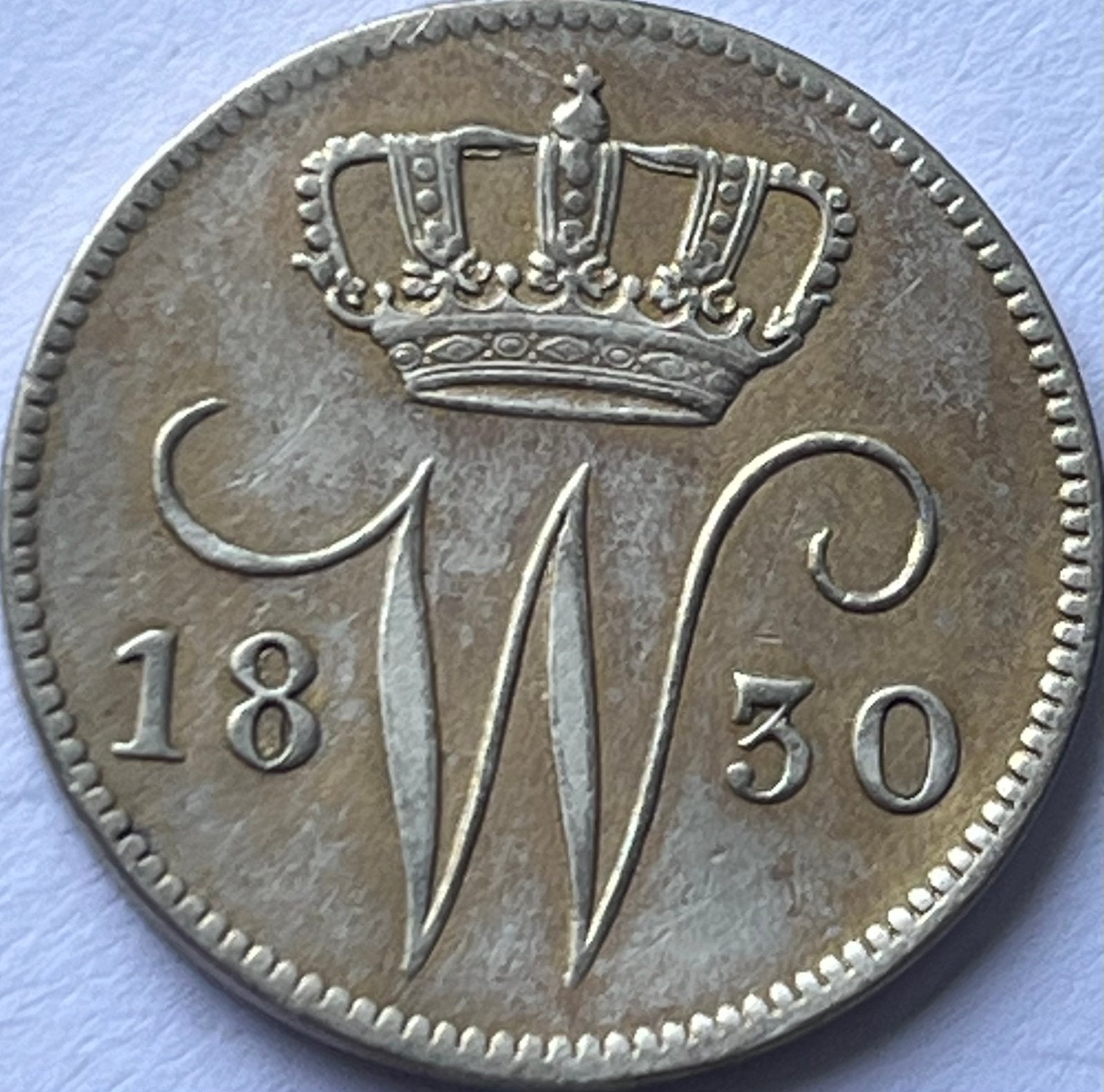 Zilveren kwartje 1830U, Zilver, 25 cent, Ophalen of Verzenden, Koning Willem I