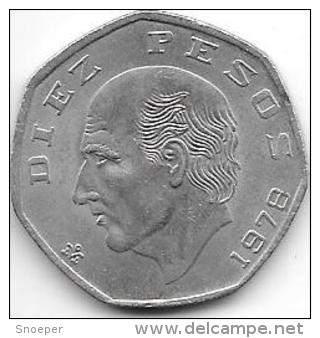 mexico 10 pesos 1978 km 477.2 xf+, Verzenden, Noord-Amerika, Losse munt