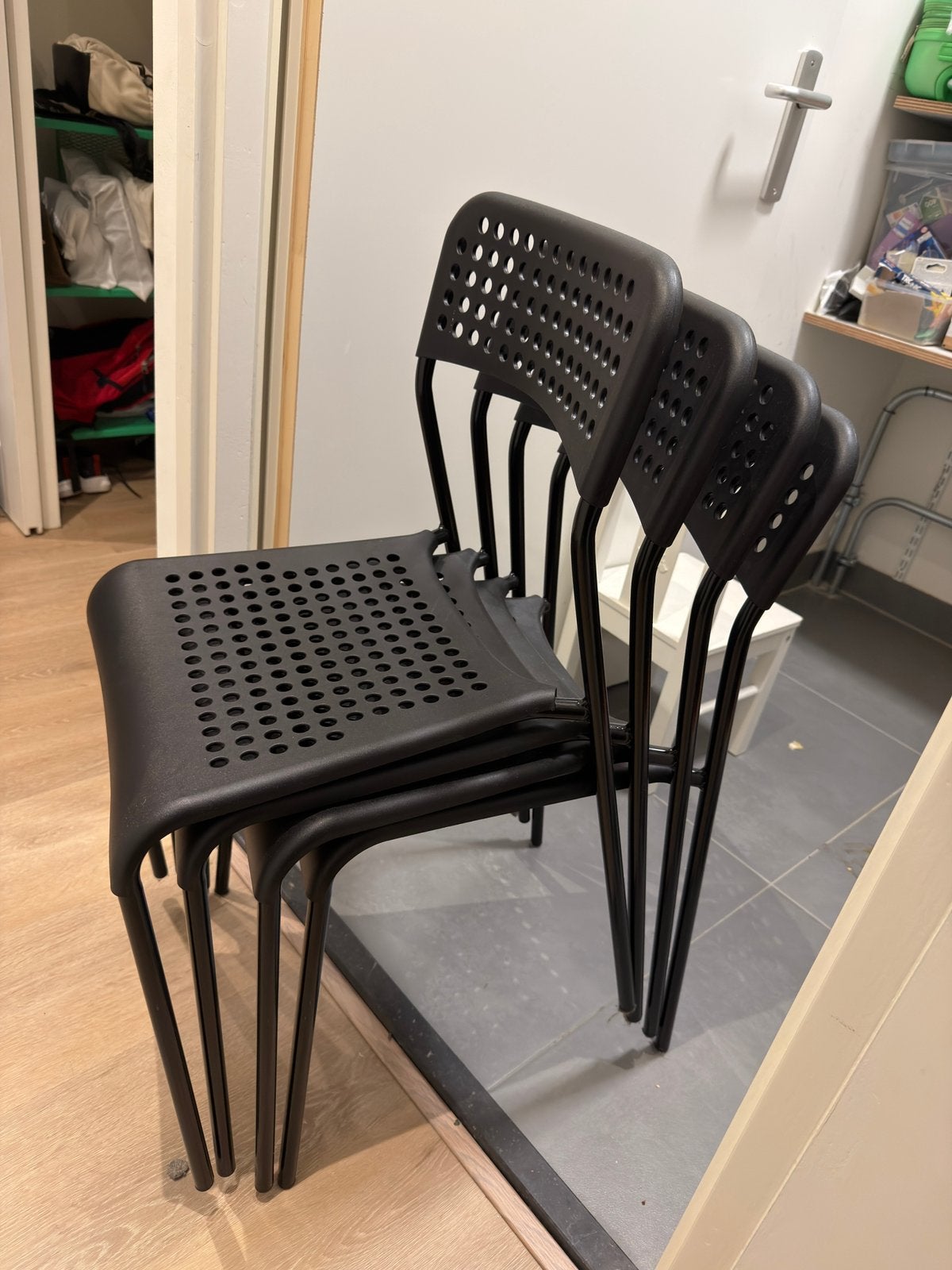 Stoel adde ikea 4 st., Ophalen, Kunststof, Wit, Zo goed als nieuw