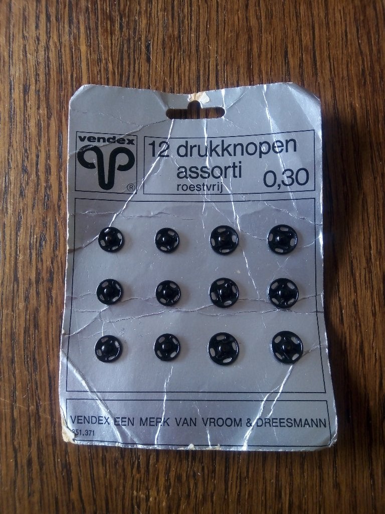 vintage-VENDEX Drukknopen Assorti - Roestvrij, Ophalen of Verzenden, Nieuw, Knoop of Knopen