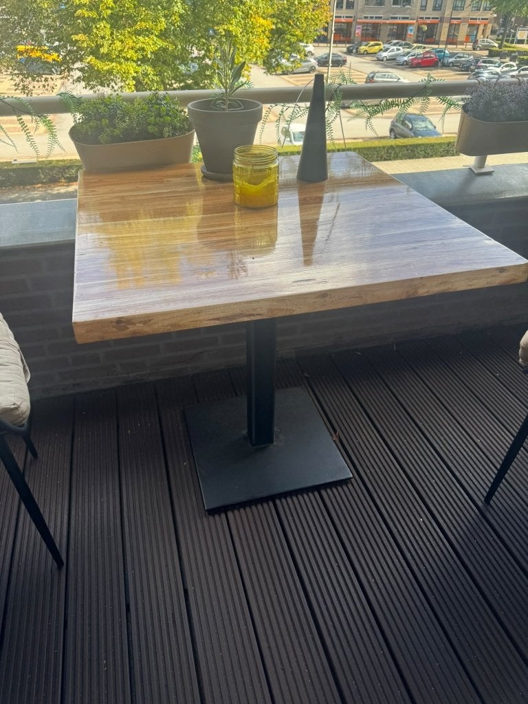 Terras tafel, Ophalen, Zo goed als nieuw, Vierkant, Hout