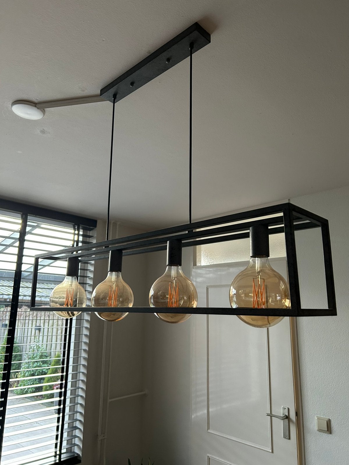 Industriele hanglamp met 4 lampen, Ophalen of Verzenden, Zo goed als nieuw