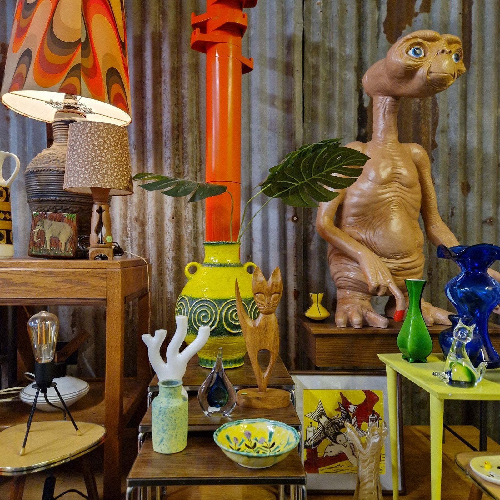 Retro vintage design vrijdag open vaas dressoir E.T. lamp, Ophalen of Verzenden, Huis en Inrichting
