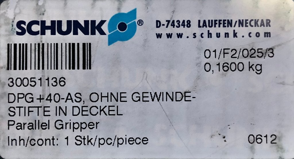 SCHUNK - Parallel grijper / Gripper - DPG+40-AS - 30051136, Hobby en Vrije tijd, Ophalen of Verzenden, Nieuw
