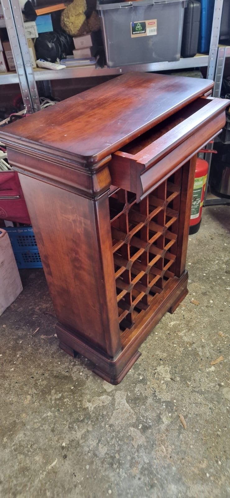 Houten wijnrek met lade - Klassiek design, Ophalen, Gebruikt, 15 tot 25 flessen, 75 cm of meer