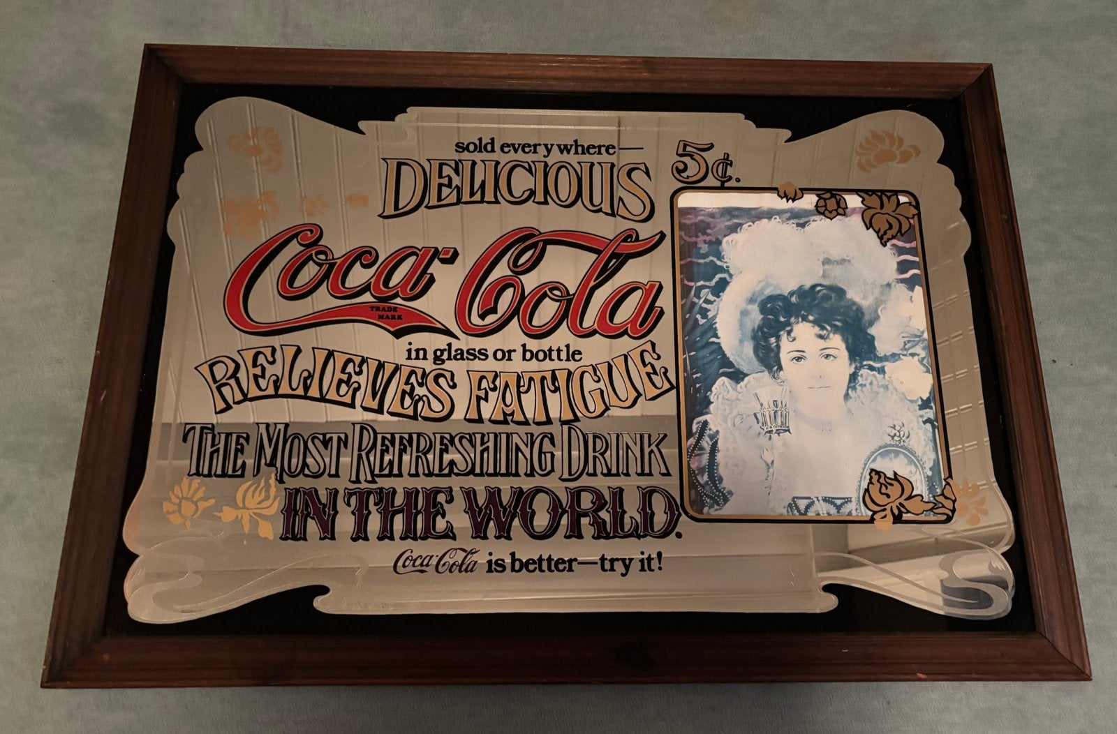 Oude Coca Cola Reclame Spiegel, Ophalen, Zo goed als nieuw, Reclamebord