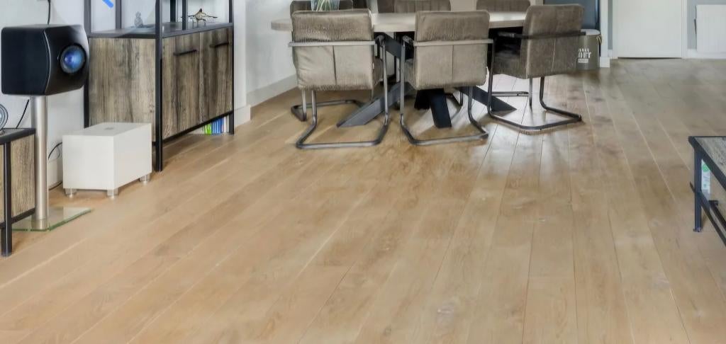 Eiken houtenvloer (ca 50m2), Doe-het-zelf en Verbouw, Vloerdelen en Plavuizen, Ophalen, Gebruikt, Vloerdelen of -planken, 10 m² of meer