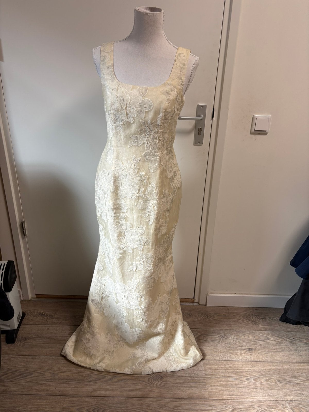 100% zijden bruidsjurk Made in Belgium maat 38 ,lange sleep, Verzenden, Gedragen, Wit, Trouwjurk