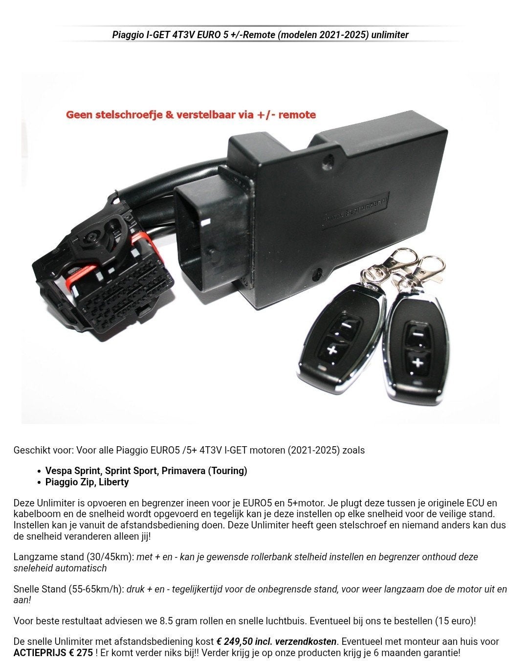 Piaggio I-GET 4T3V EURO5 +/- remote begrenzer/unlimiter, Ophalen of Verzenden, Zo goed als nieuw, Overige typen, Piaggio