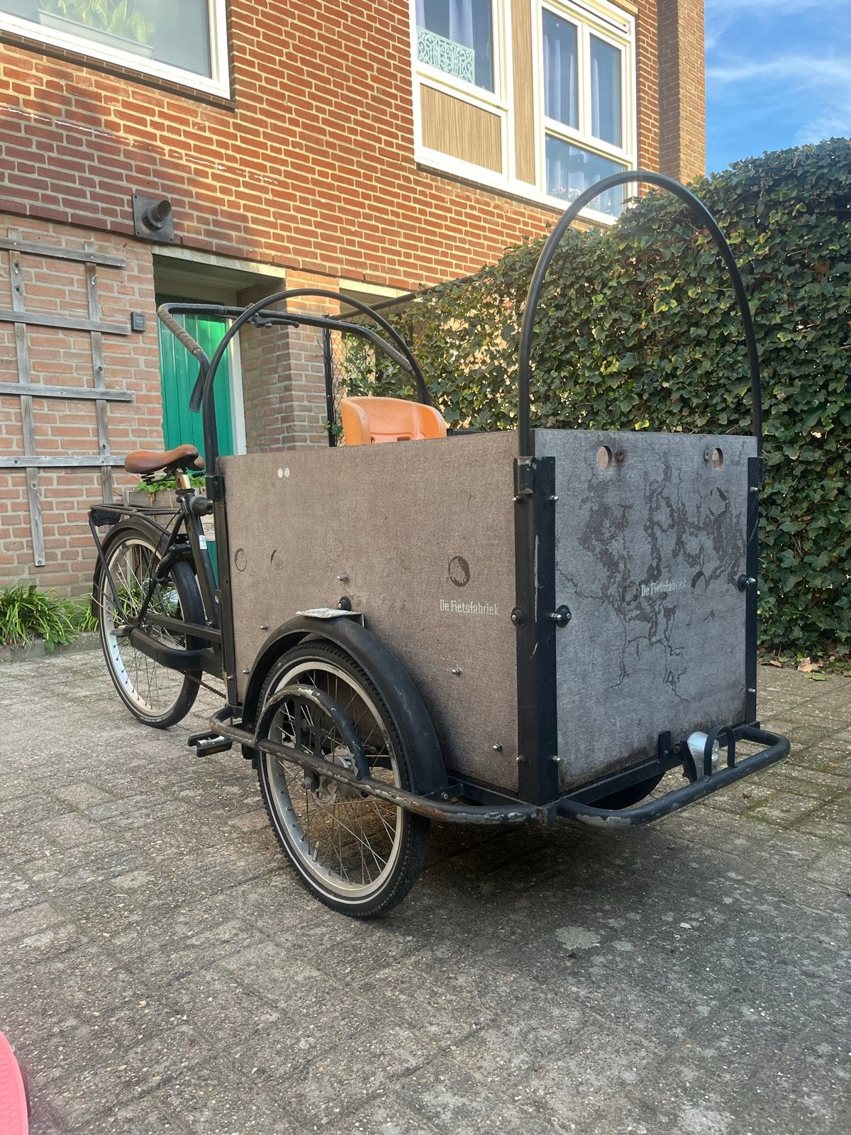 Bakfiets opknapper - met huif en plastic hoes tegen regen, Ophalen, Terugtraprem, Gebruikt, Huif