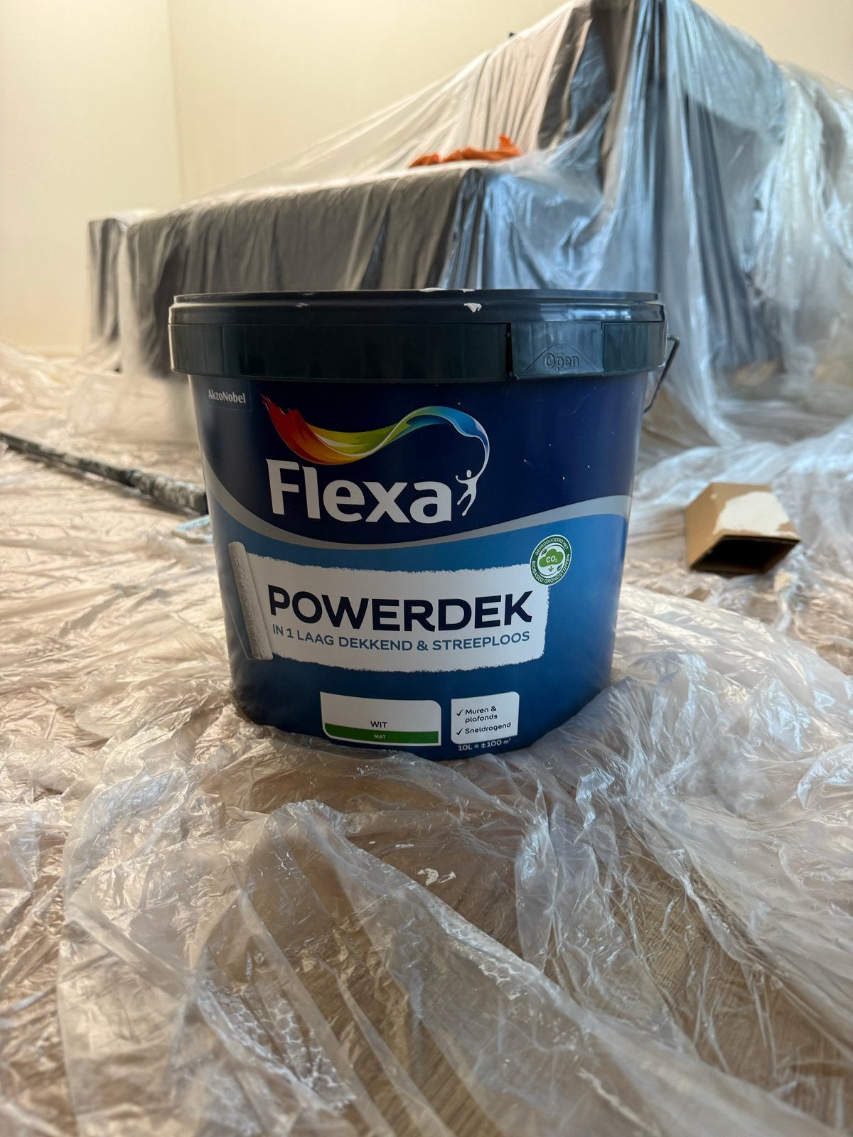 Flexa Powerdek Muurverf Wit Mat 10L, 5 tot 10 liter, Wit, Nieuw, Ophalen of Verzenden