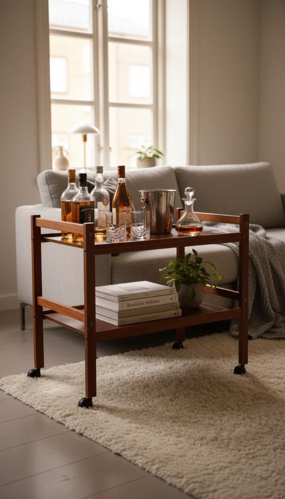 Vintage Deense trolley / bijzettafel, BRDR Furbo, Ophalen, BRDR Furbo, Gebruikt, 50 tot 100 cm