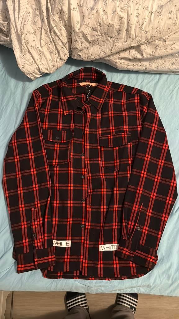 Off-White - flanel red panel jacket - Maat: L, Ophalen of Verzenden, Gedragen