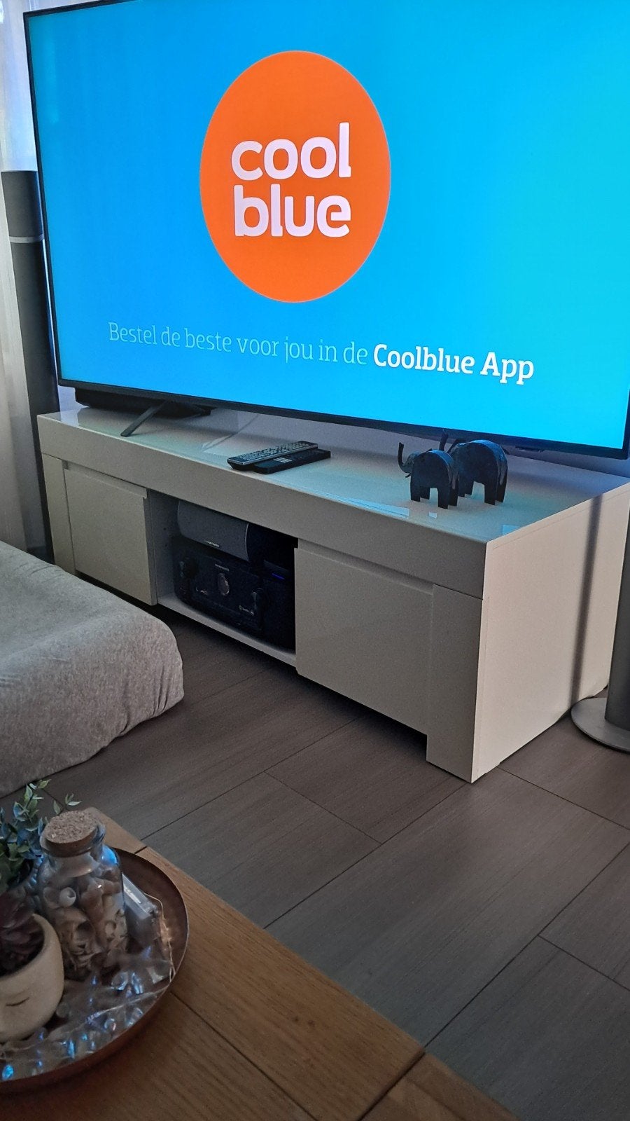 hoogglans wit tv-meubel excl. tv, Huis en Inrichting, Ophalen, 25 tot 50 cm, 100 tot 150 cm, Minder dan 100 cm