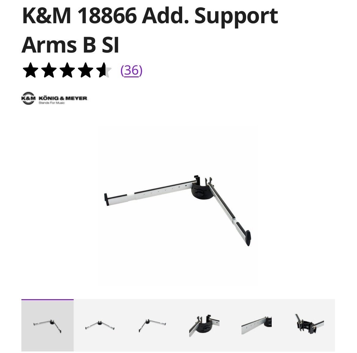 K&M 18866 Extra Steunarmen B SI nieuw prijs 58€, Muziek en Instrumenten, Ophalen of Verzenden, Gebruikt, Instrumentstandaard, Keyboard of Synthesizer