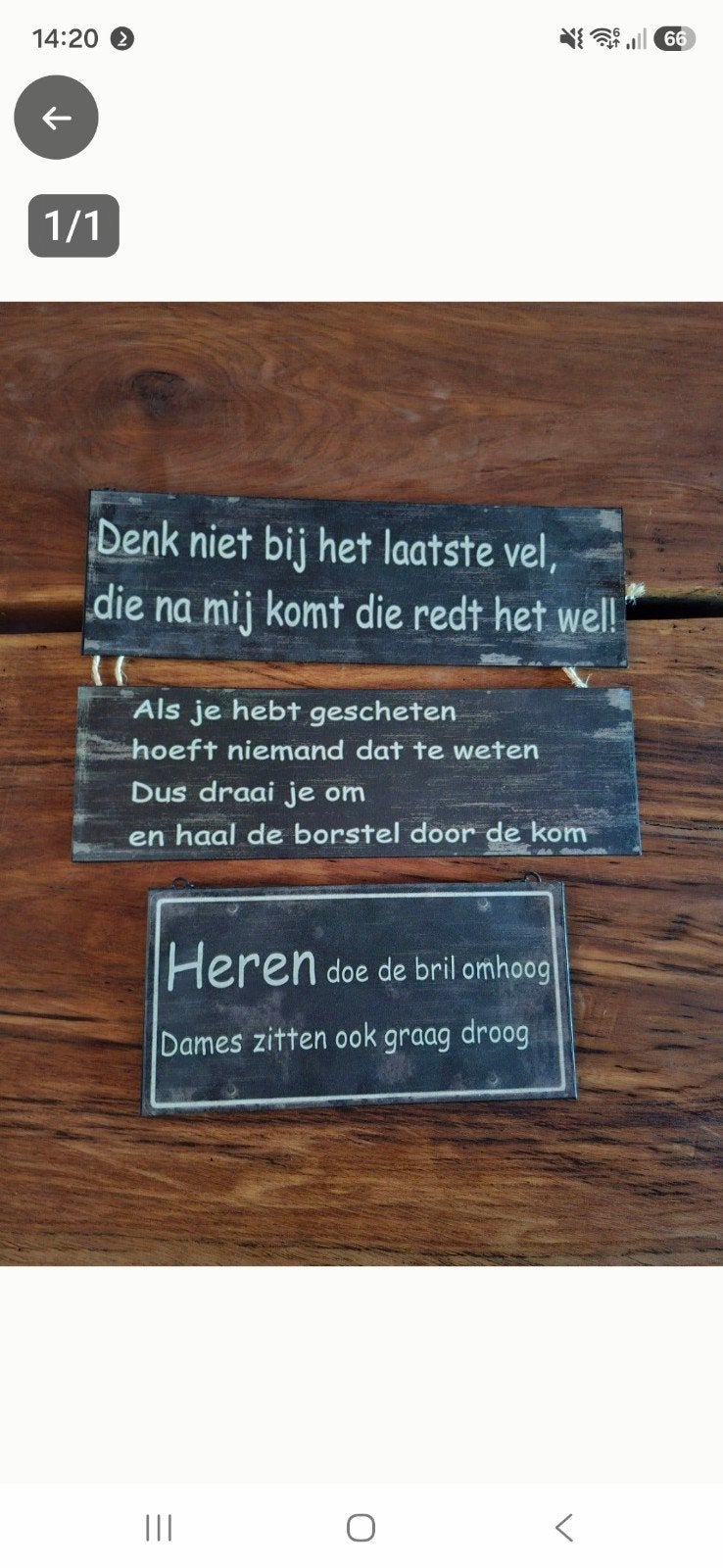 3 Metalen WC Bordjes met Grappige Teksten, Ophalen of Verzenden