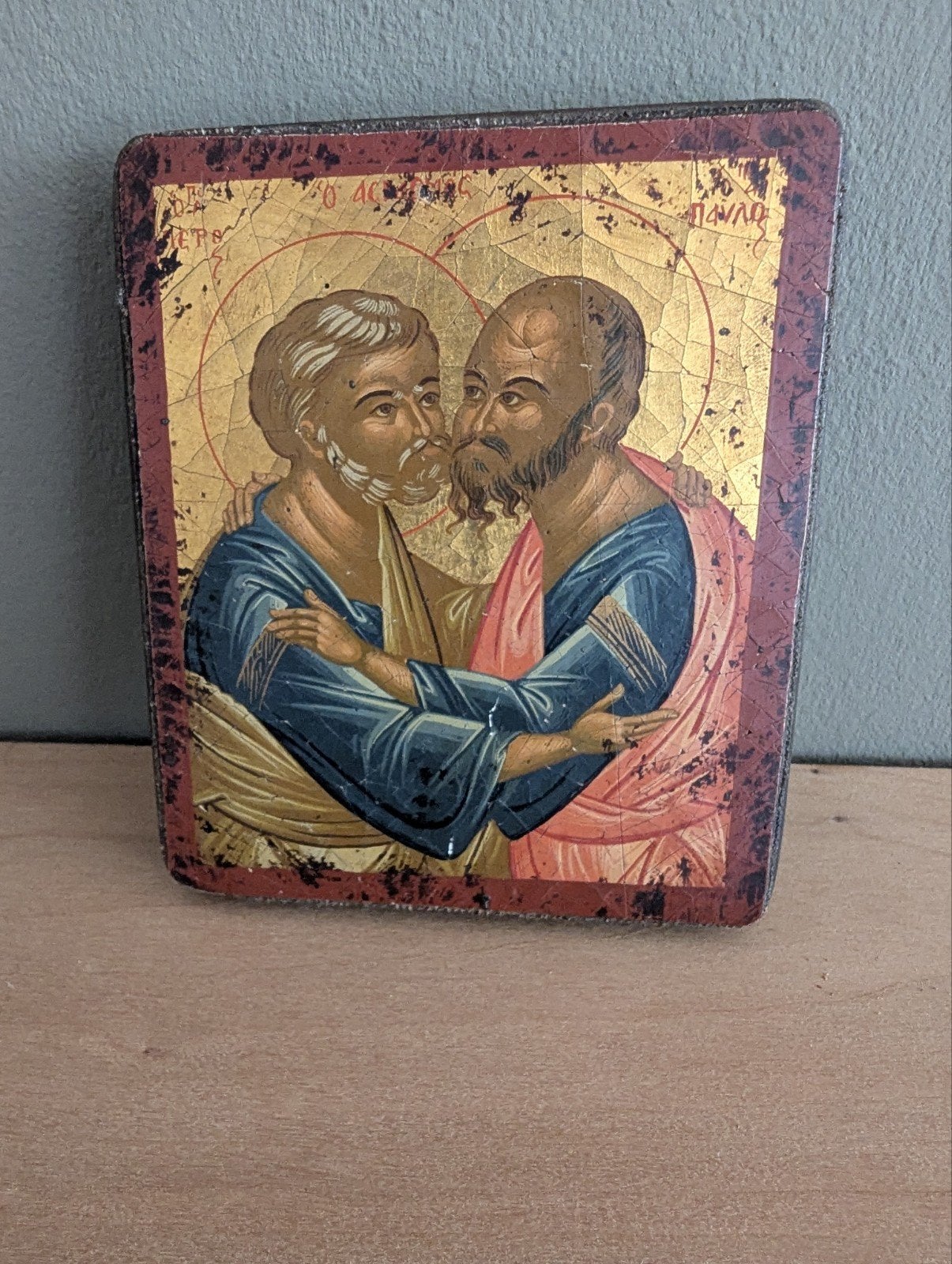 Handgemaakte Byzantijnse Icoon: Petrus en Paulus, Ophalen