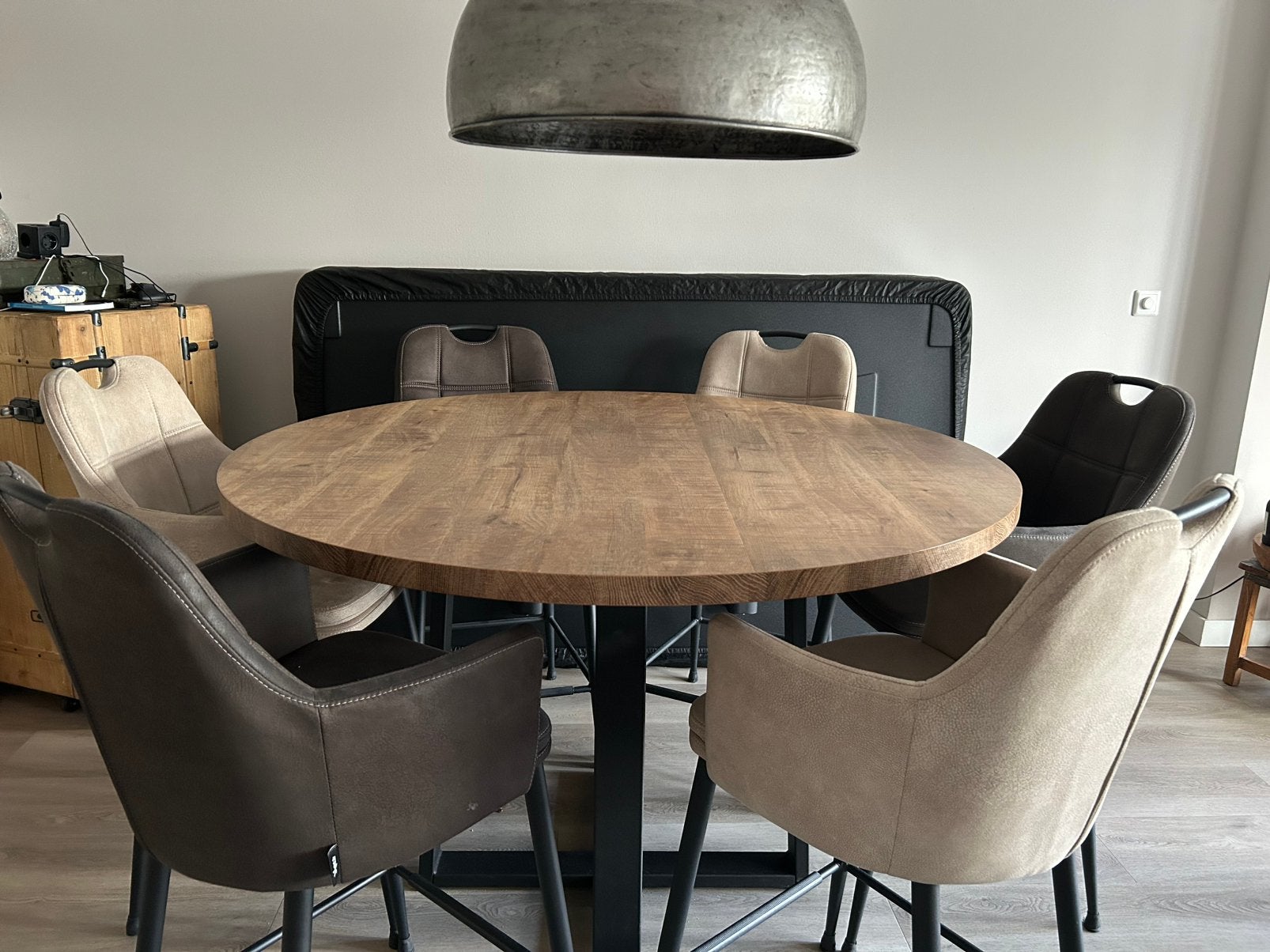 Prachtige ronde, hoge eettafel met 6 stoelen, Ophalen, Gebruikt, Rond, Vijf personen of meer
