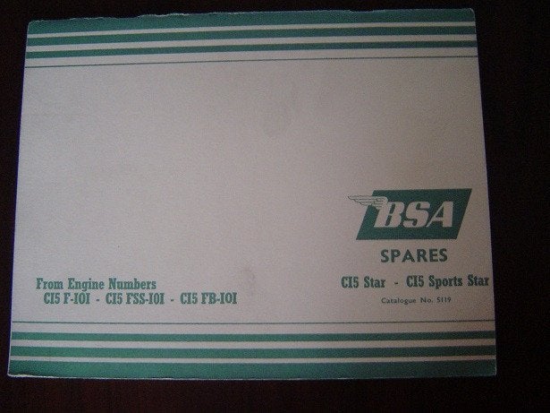 BSA C15 Star Sport Star motorcycle parts list teile katalog, Ophalen of Verzenden, Overige merken