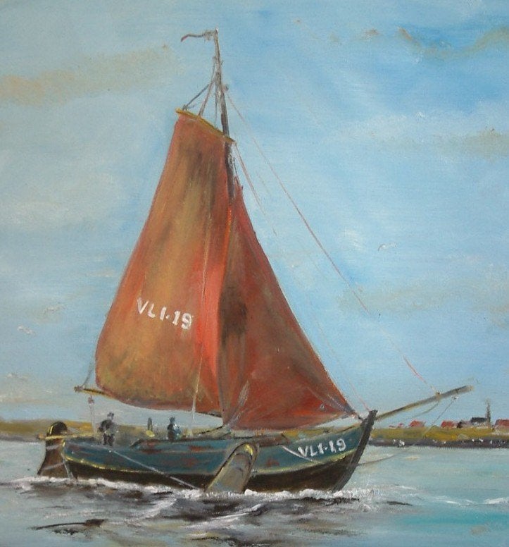oude visserij schilderijen  Jac Caljouw  Arnemuiden, Antiek en Kunst, Maritiem / water, Doek, Ophalen of Verzenden, Olieverf
