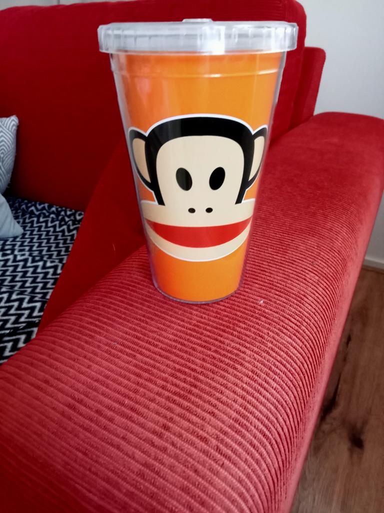 Leuke oranje drinkbeker van Paul Frank met de bekende aap Ju, Overige typen, Kunststof, Nieuw, Ophalen of Verzenden