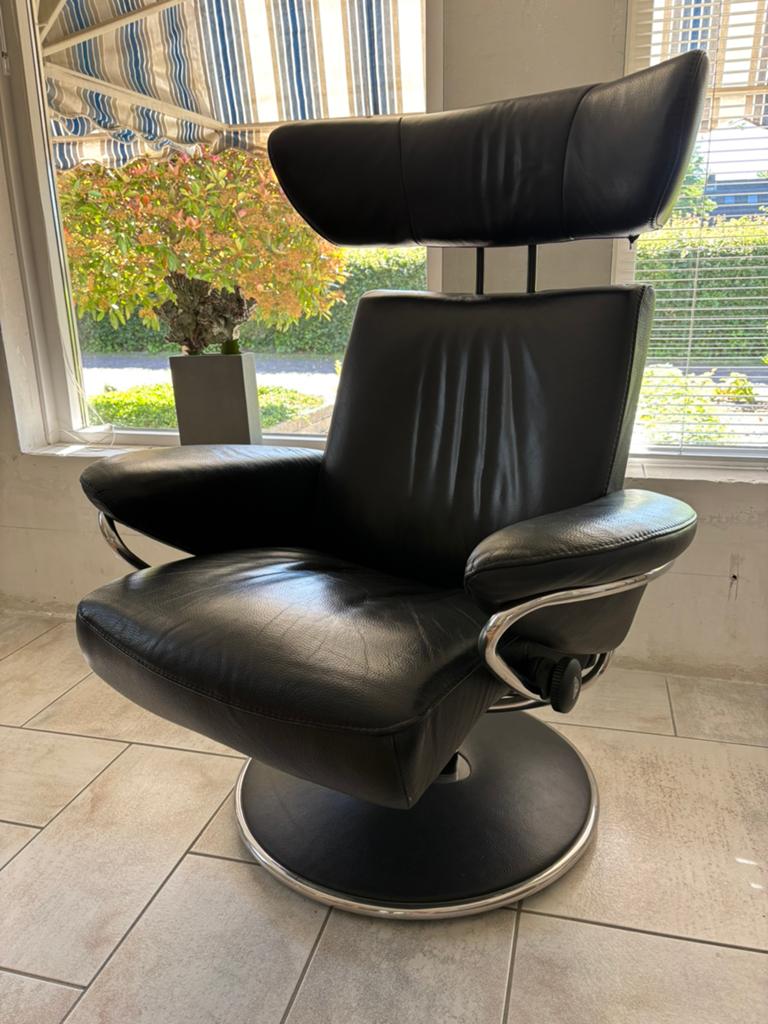 StressLess Fauteuille zwart, Huis en Inrichting, Fauteuils, Gebruikt, Leer, 50 tot 75 cm, Minder dan 75 cm, Ophalen