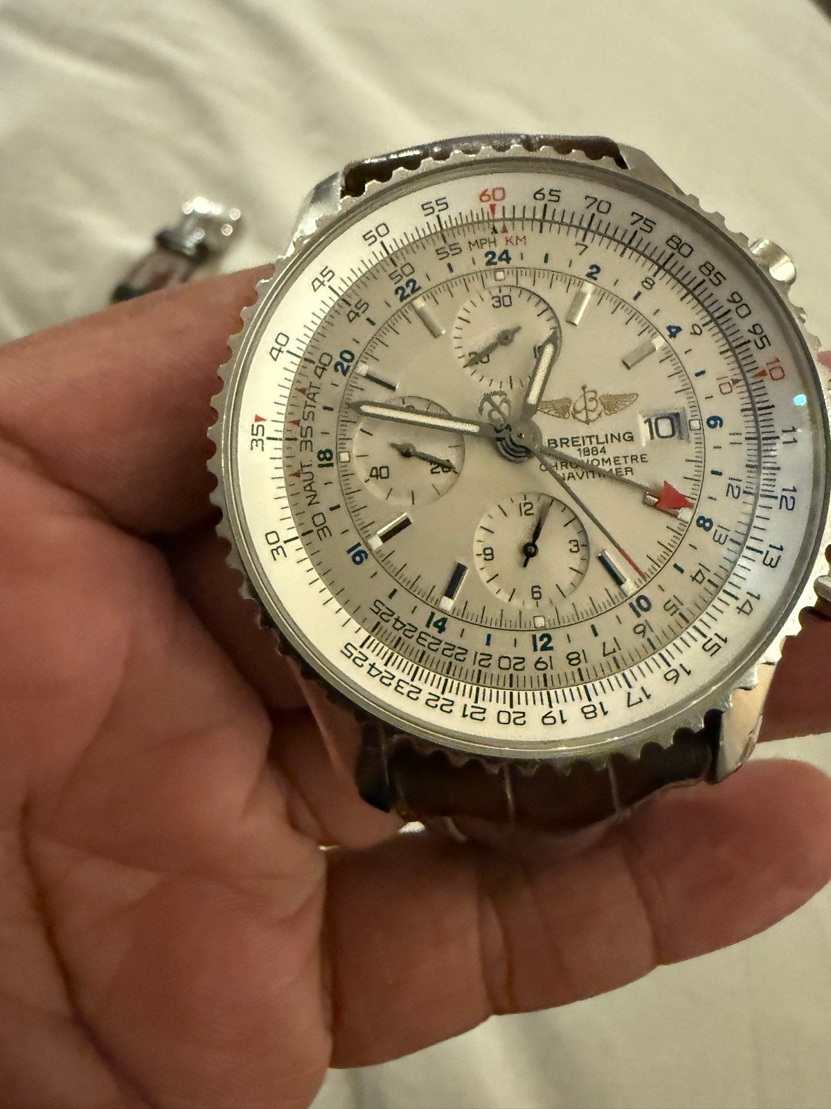 Breitling Navitimer World 46mm - Volledige set, Staal, Breitling, Polshorloge, Ophalen of Verzenden