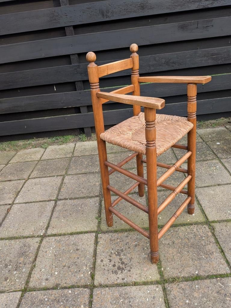 Vintage Houten Kinderstoel met Rotan Zitting, Kinderen en Baby's, Ophalen, Gebruikt, Overige typen