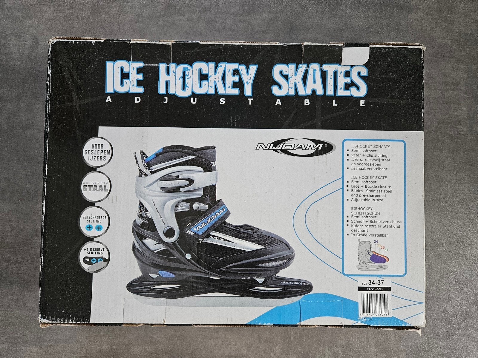 Nijdam ijshockey schaatsen verstelbaar maat 34-37, Ophalen, Zo goed als nieuw, IJshockeyschaatsen, Nijdam