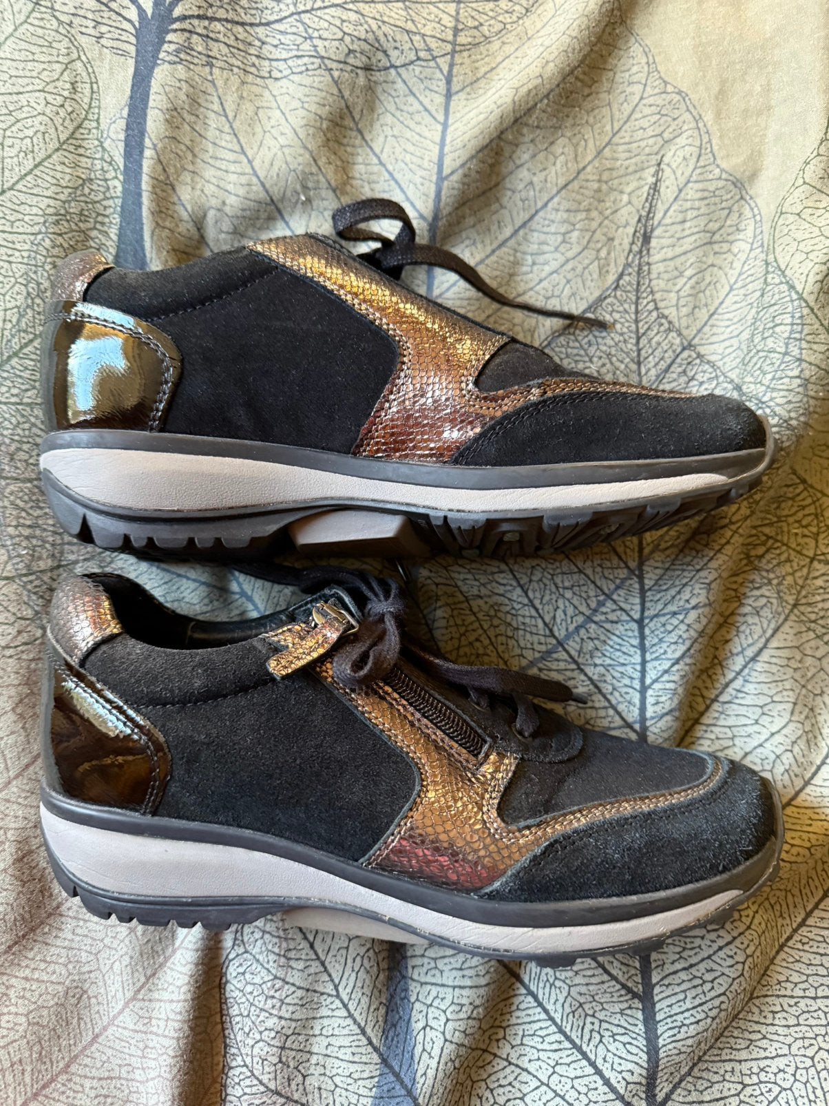 Xsensible Stretchwalker sneakers zwart brons leer suede 38, Zwart, Ophalen of Verzenden, Sneakers of Gympen, Zo goed als nieuw