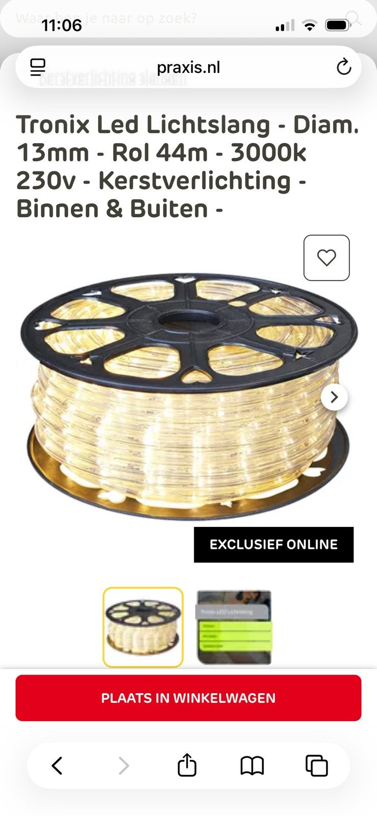 44 mtr nieuwe led lichtslang warmwit, Ophalen of Verzenden, Nieuw