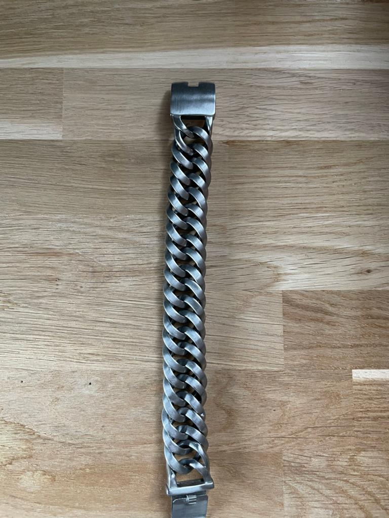 RVS Heren Armband - Dikke Schakels - Mat look  - 21 cm, Sieraden, Tassen en Uiterlijk, Armbanden, Ophalen of Verzenden, Nieuw