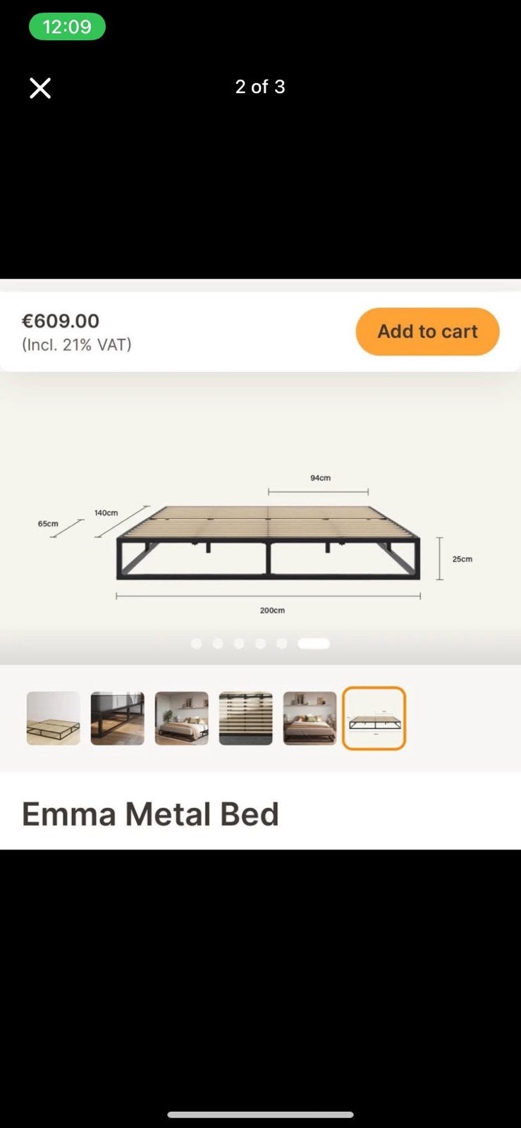 Metal bed frame, Ophalen of Verzenden, Gebruikt