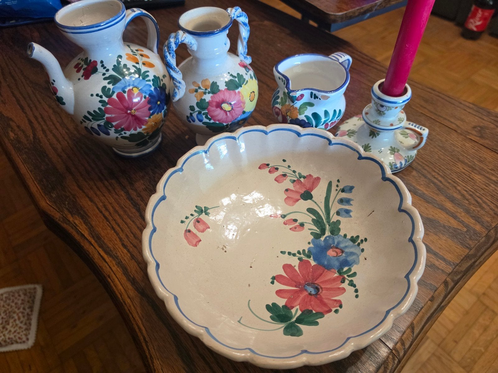 Handgeschilderd keramiek servies set - 5 stuks, Ophalen