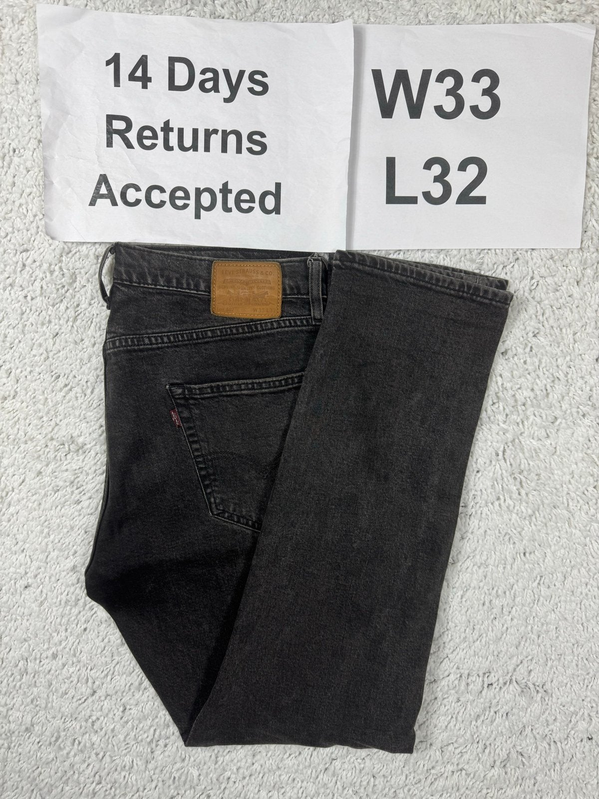 Levi's 502 Tapered Fit Jeans - Washed Zwart W33 L32 3720, Zwart, B, Ophalen of Verzenden, H