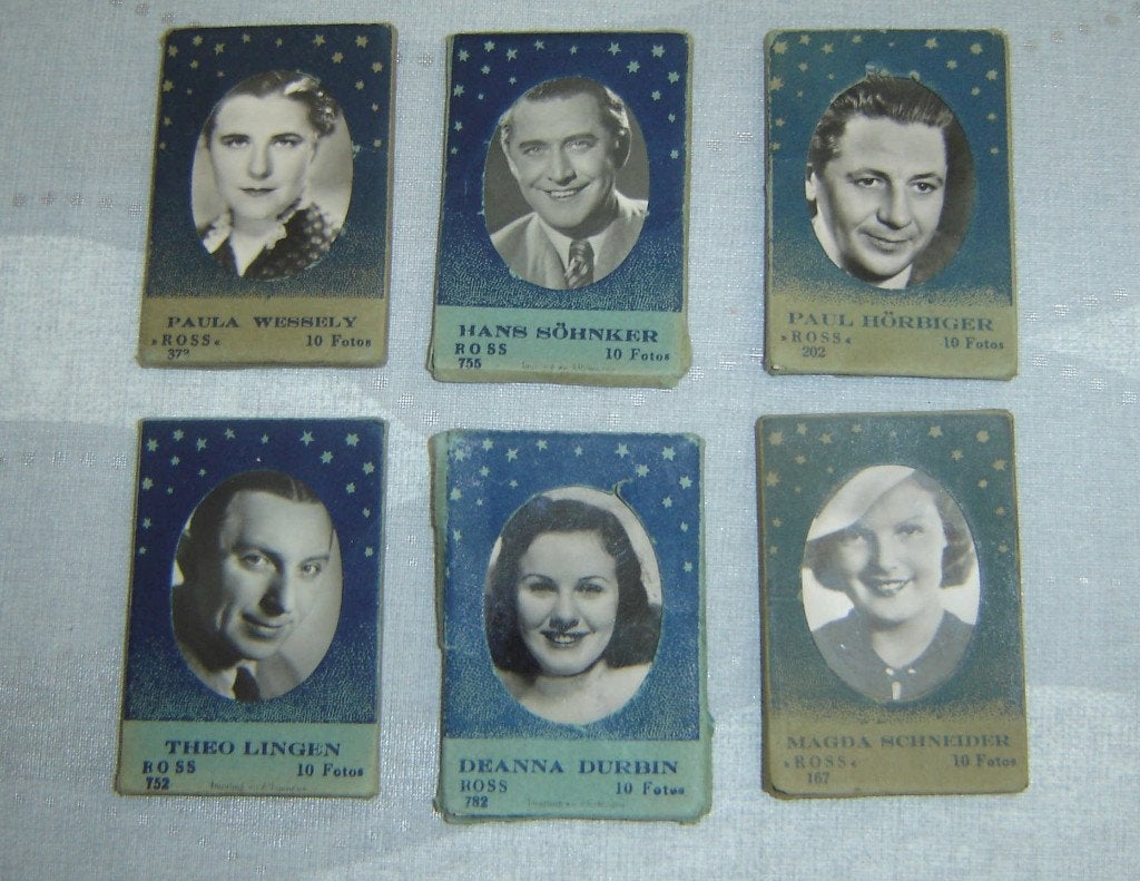 6 Mapjes met 10 foto's van filmstar ROSS, Verzenden, Gebruikt, Meerdere plaatjes