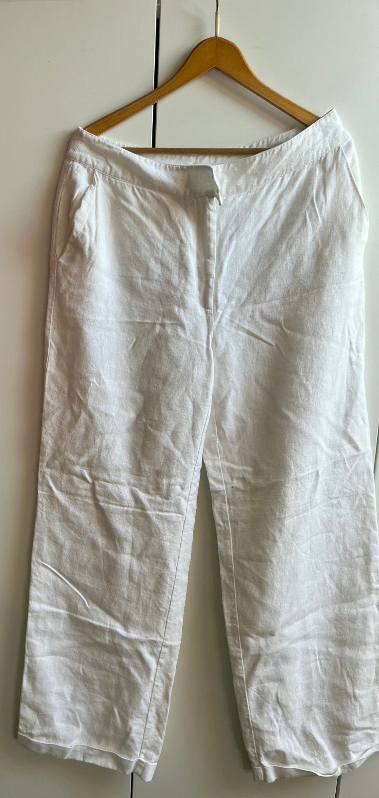 Witte pantalon wide leg Pulls Bussum gevoerd, 100 % linnen, Wit, Ophalen of Verzenden, Zo goed als nieuw, Pulls Bussum