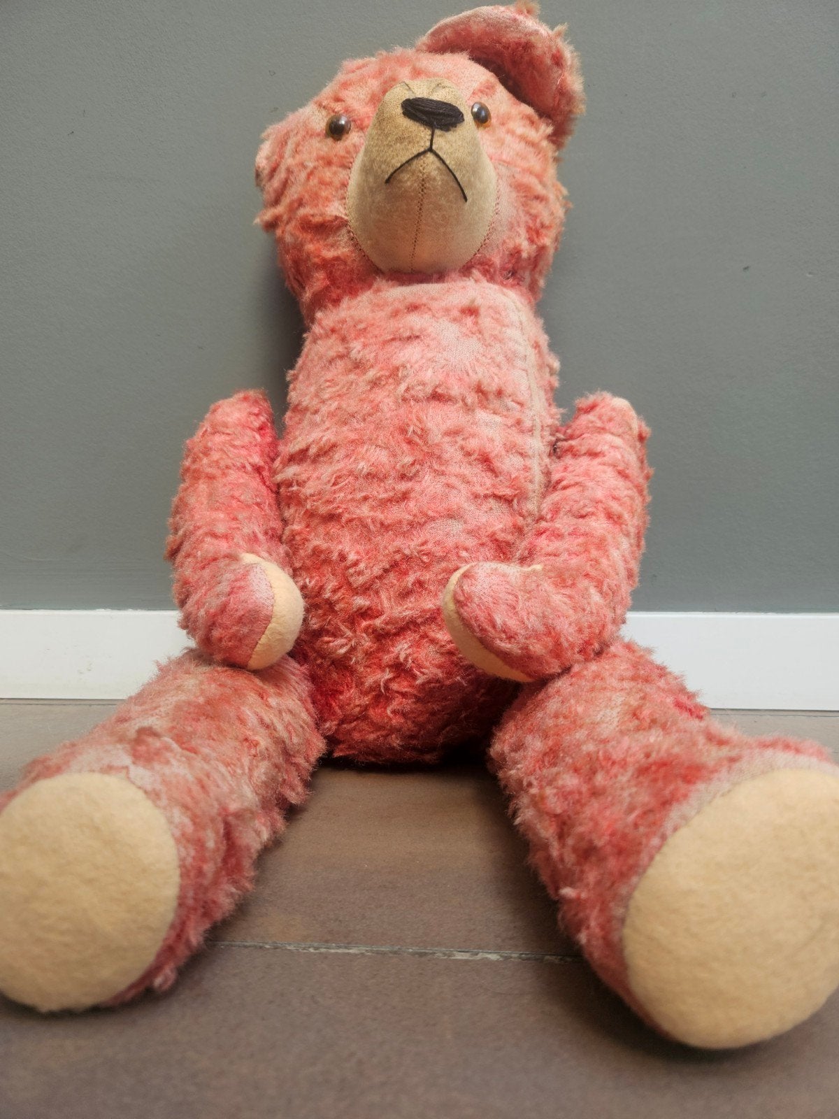 Vintage Teddybeer Rose Mohair Jaren 30-50, Verzamelen, Beren en Cherished Teddies, Ophalen of Verzenden, Gebruikt, Stoffen beer