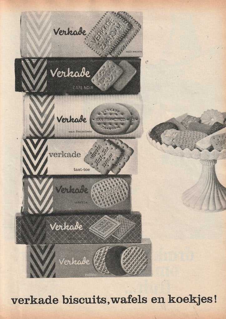 Retro reclame 1965 Verkade biscuits wafels en koekjes, Verzamelen, Verzenden, Overige typen