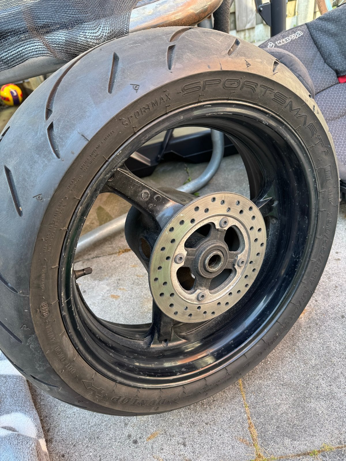Motorfiets achterwiel met Dunlop Sportsmart band, Motoren, Ophalen of Verzenden, Gebruikt