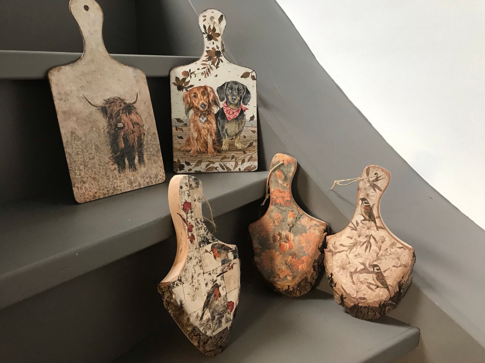 Decoratieve houten sier planken met diverse prints, Hout, Gebruikt, Meerkleurig, Ophalen of Verzenden