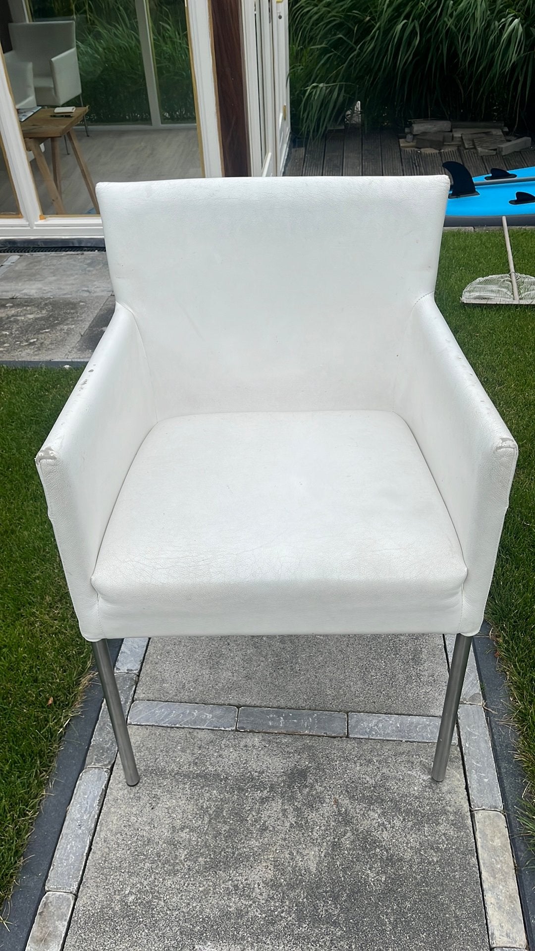 Witte leren stoelen, Ophalen, Gebruikt, Wit, Leer