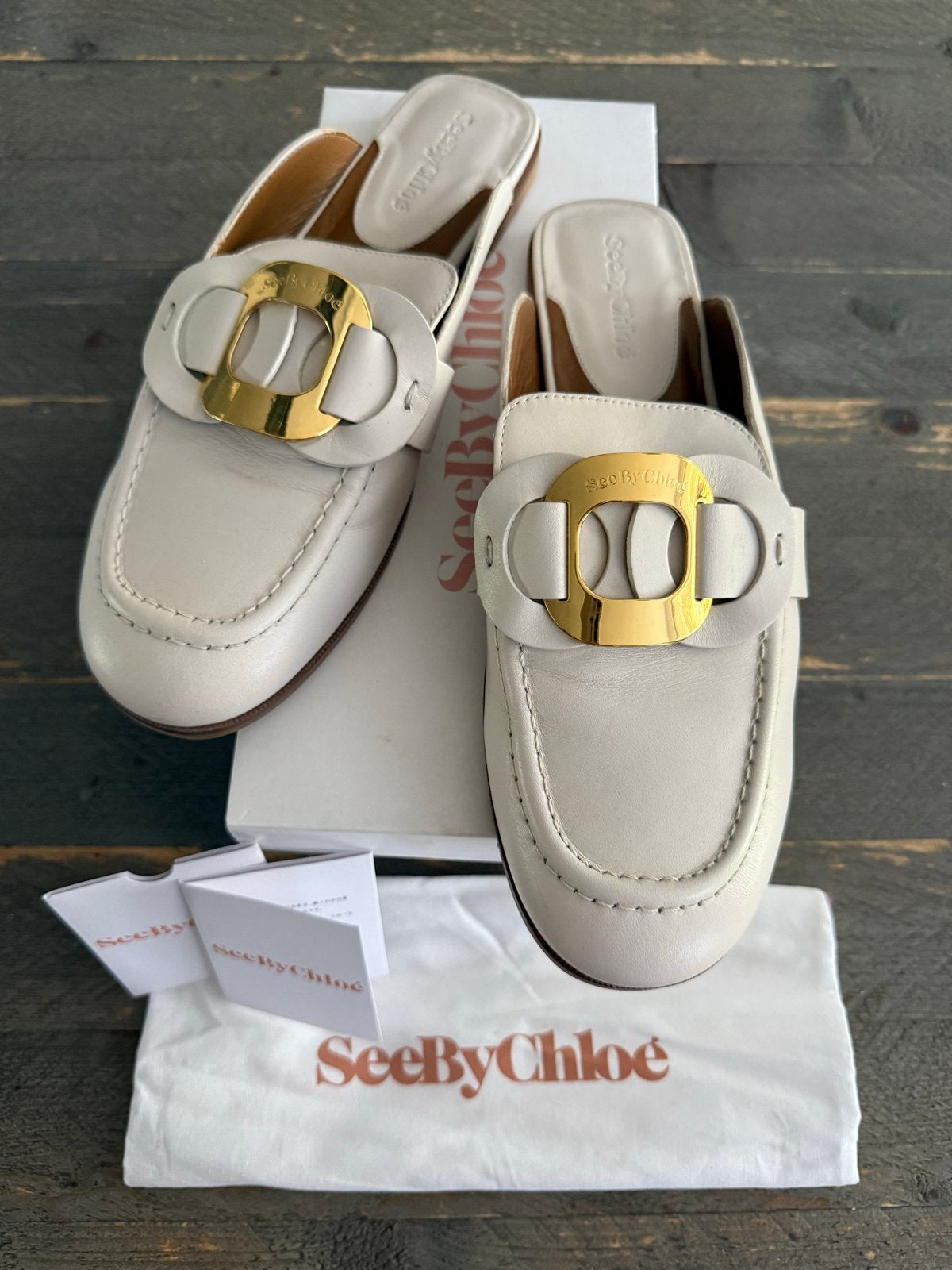 See by Chloé | Calf Chany Mule | Maat 40, Ophalen of Verzenden, Zo goed als nieuw, Beige, Sandalen of Muiltjes