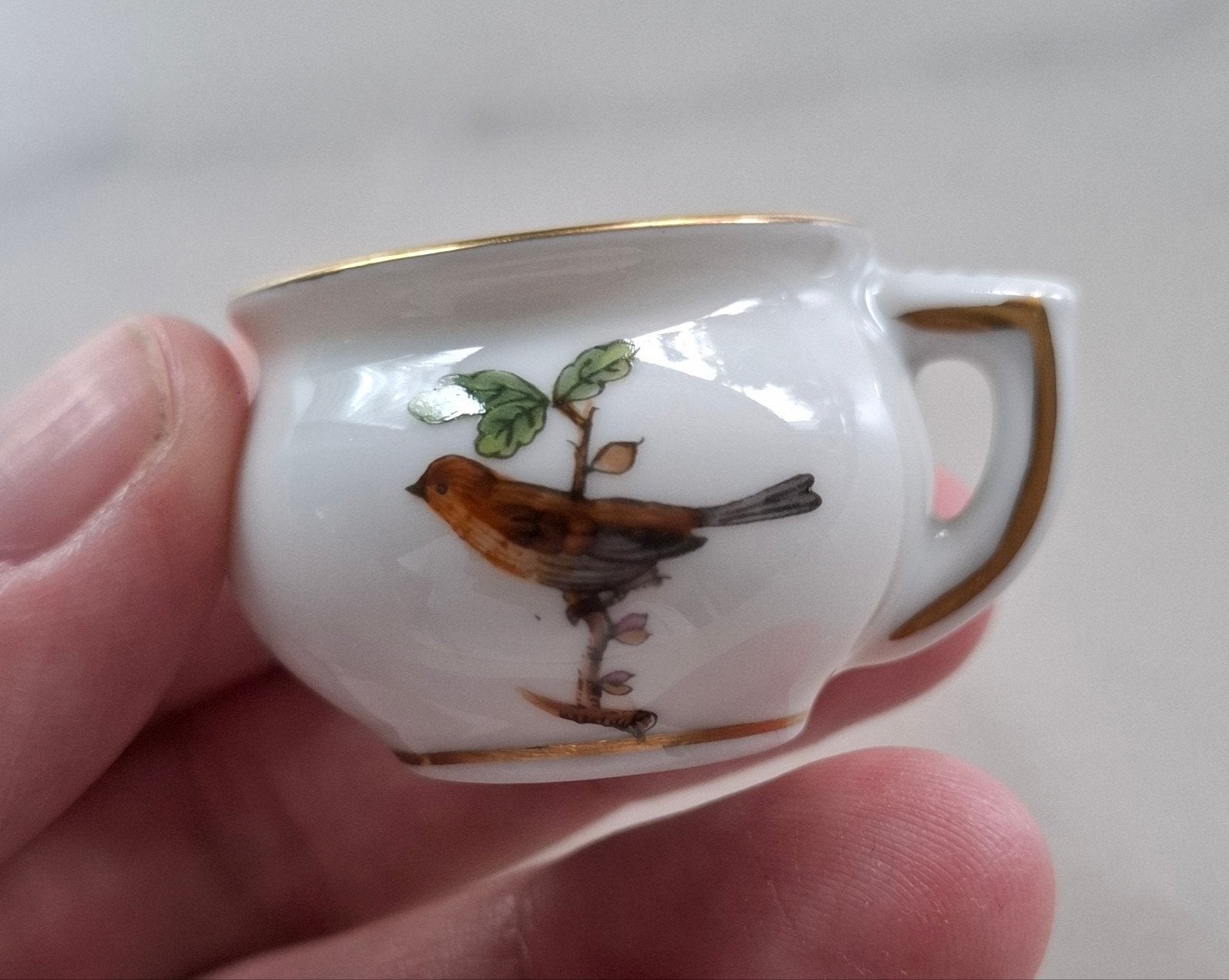 Herend Hungary miniatuur potje met vogeltje en vlindertje, Ophalen of Verzenden