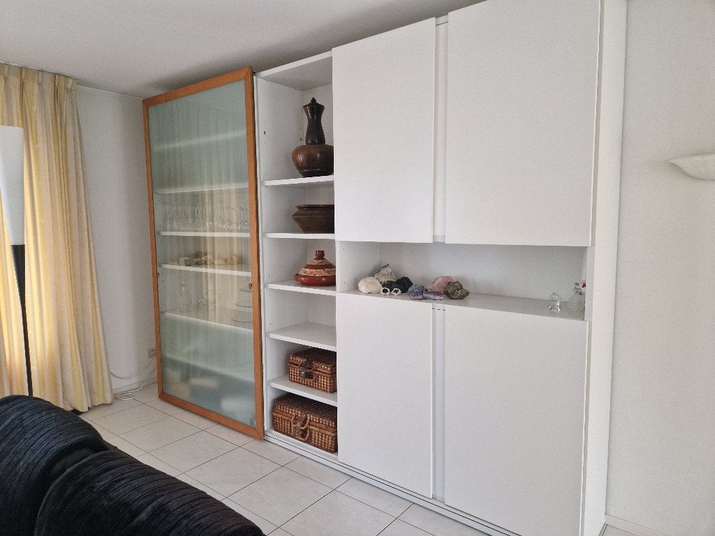 Molteni&C CD boekenkast wit met kersenhout schuifdeur, Ophalen, Glas, Met deur(en), 200 cm of meer