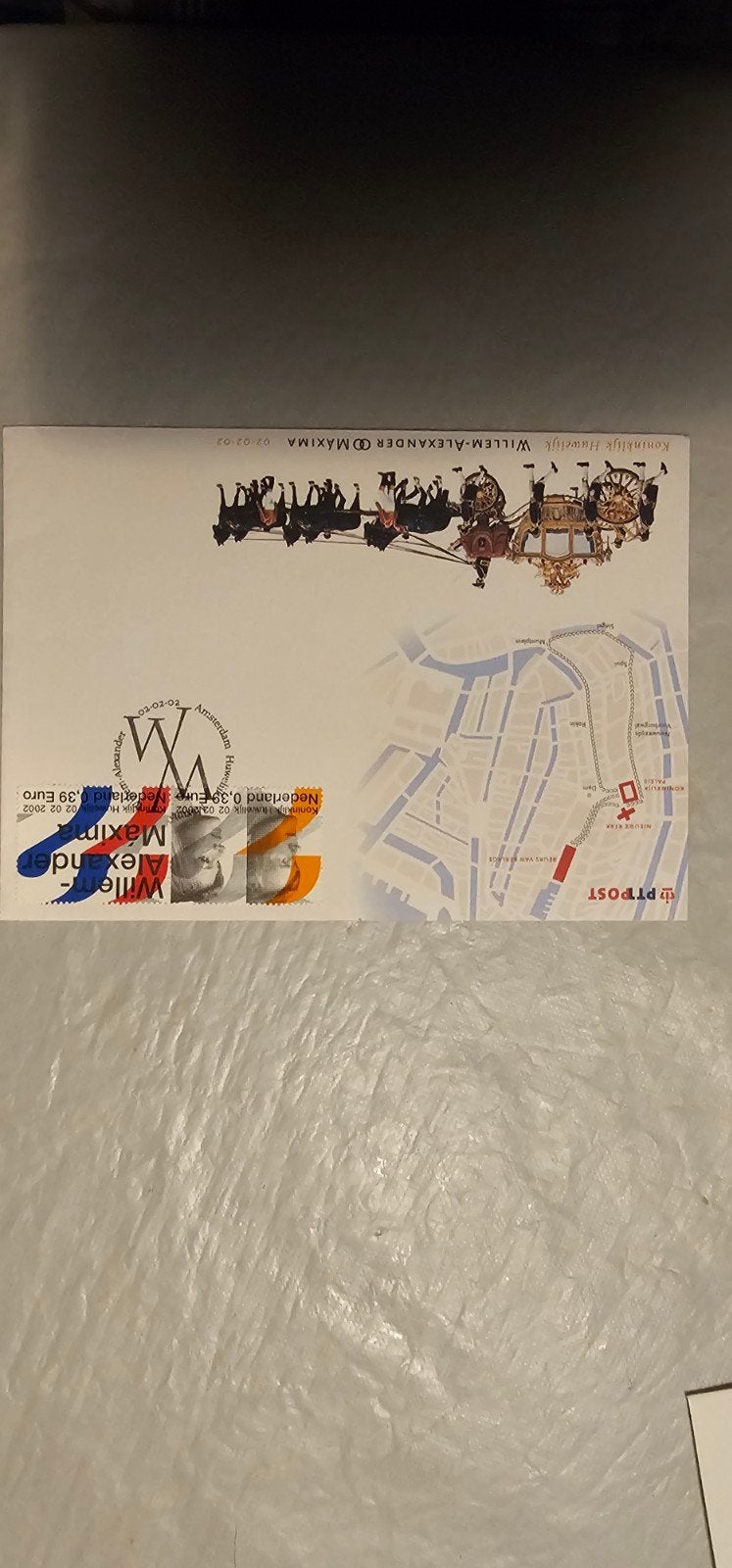 Envelop Huwelijk Willem-Alexander en Maxima 02-02-2002, Verzenden, Zo goed als nieuw, Nederland, Postzegel(s) of Munt(en)