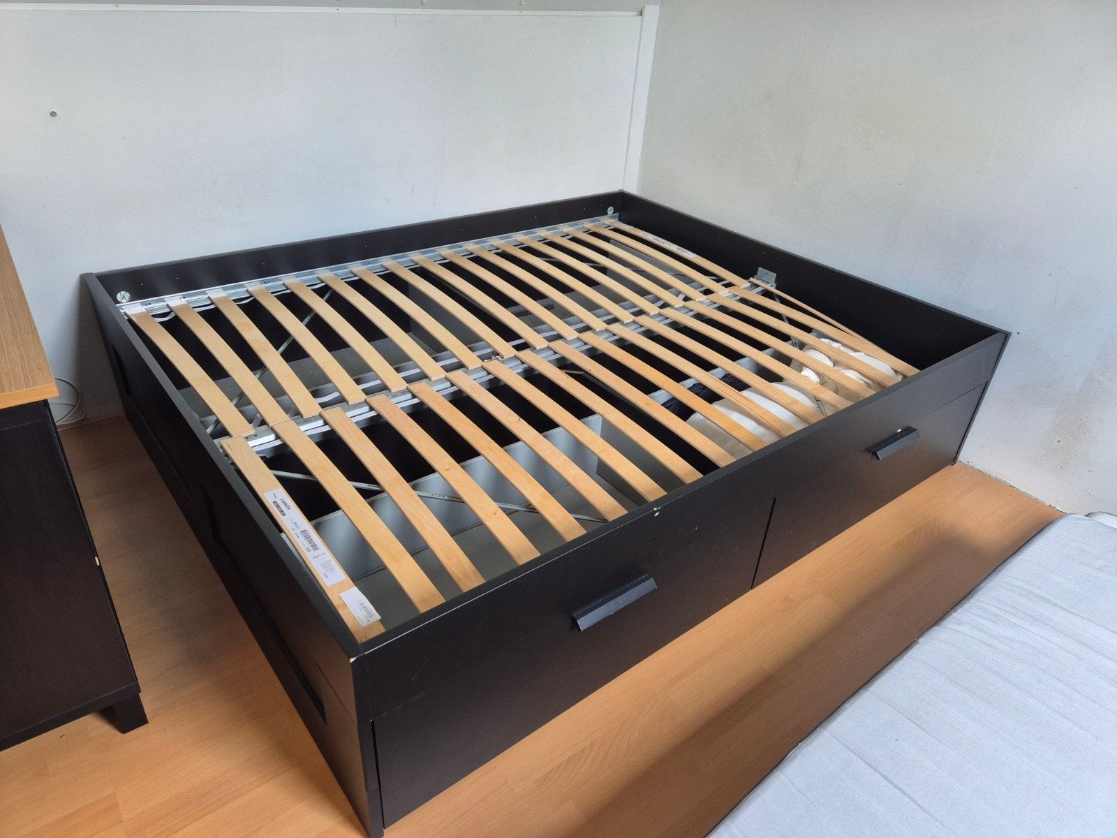 Tweepersoonsbed met lades - Zwart, Huis en Inrichting, Ophalen, Gebruikt, Zwart, Tweepersoons