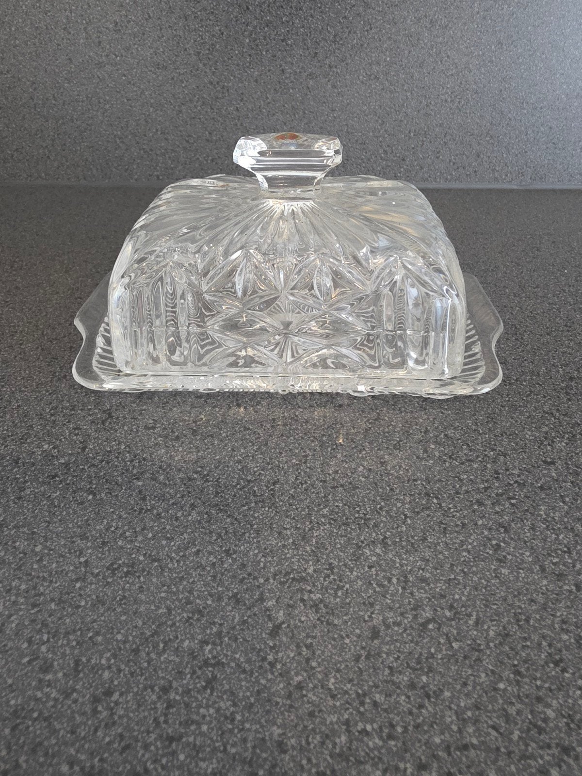 Glazen botervloot met deksel - Vintage, Ophalen of Verzenden